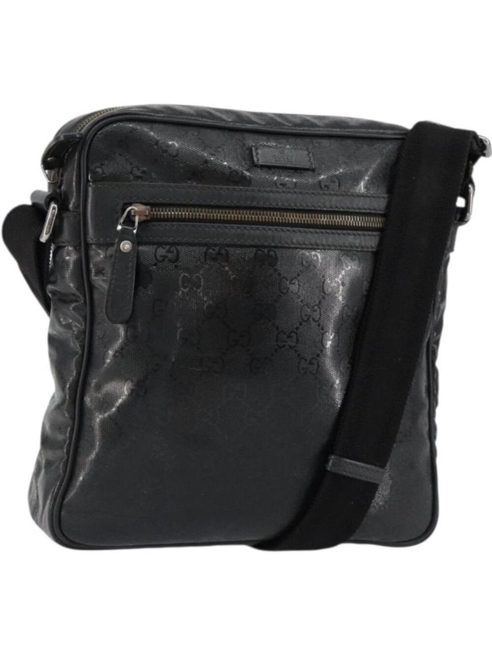 GUCCI GG Implementation Bag Coated Canvas Black Silver 201448